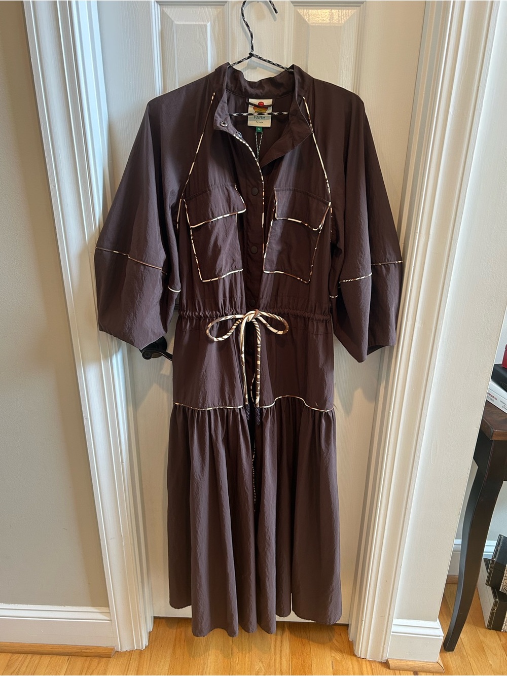 Farm Rio Chocolate Brown Drawstring Dress